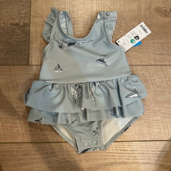 CARTERS GIRLS 3M ONE PIECE SAILBOAT BATHING SUIT NEW - Picture 1 of 7